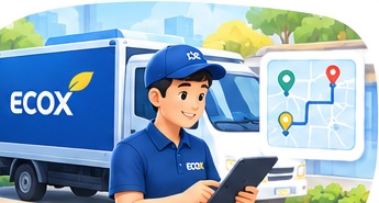 Tài xế ECOX theo dõi lộ trình giao hàng trên máy tính bảng